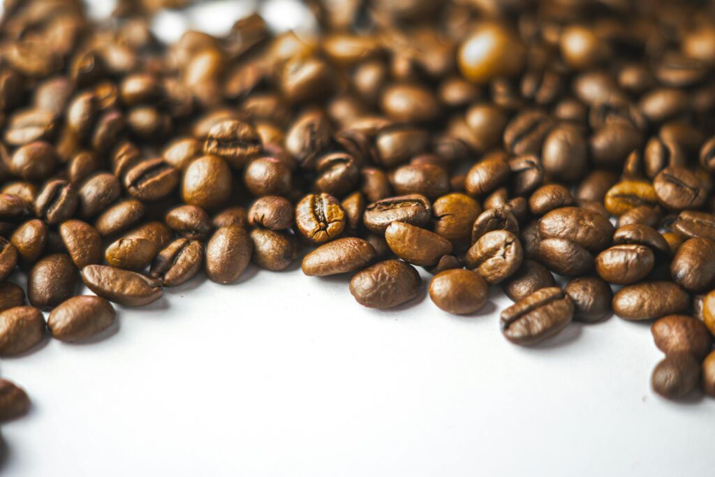 Coffee beans on a white background